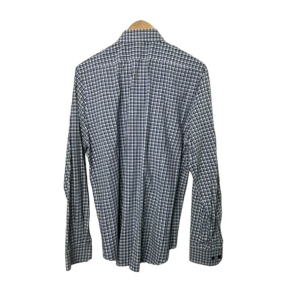 Express Fitted Gray & Blue Check Print Long Sleeve Button-Down Shirt Men's Large - Picture 4 of 6
